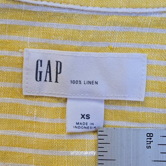 GAP Linen Yellow Pinstripe Button Down XS - Picture 5 of 9